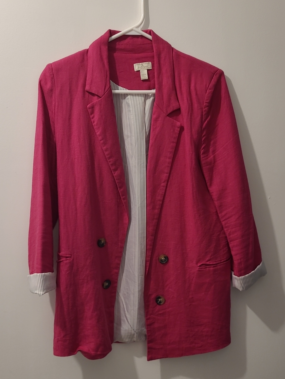 Women’s Hot Pink Double-Breasted Blazer Jacket